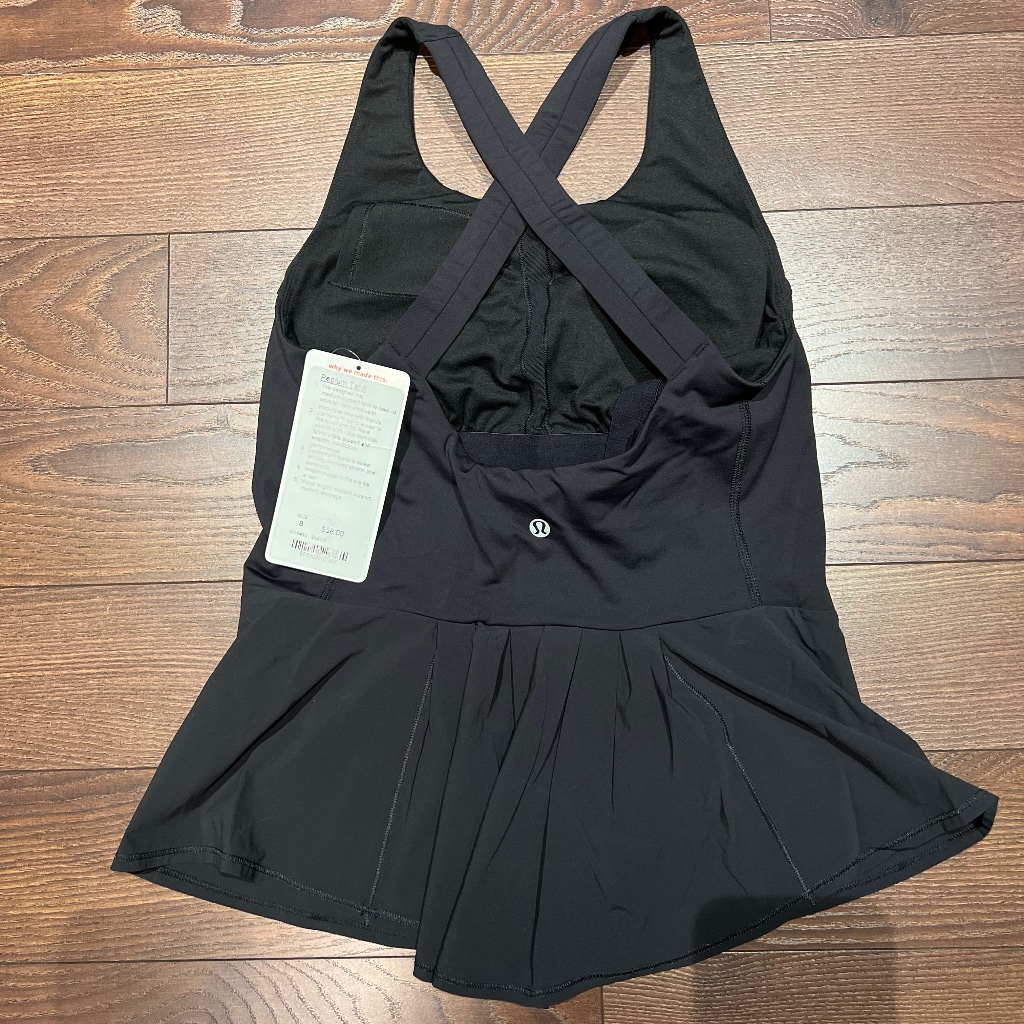 Nwt Lululemon Peplum Tank Top Sz 8 Black [Rare]